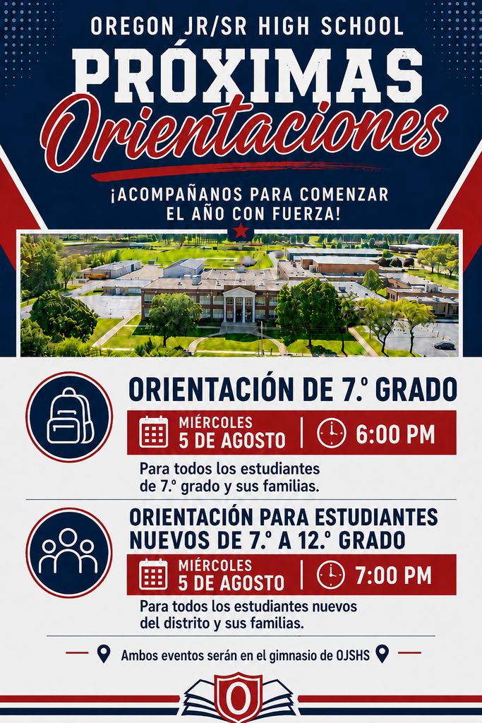 Flyer for upcoming orientation on August 5th in Spanish