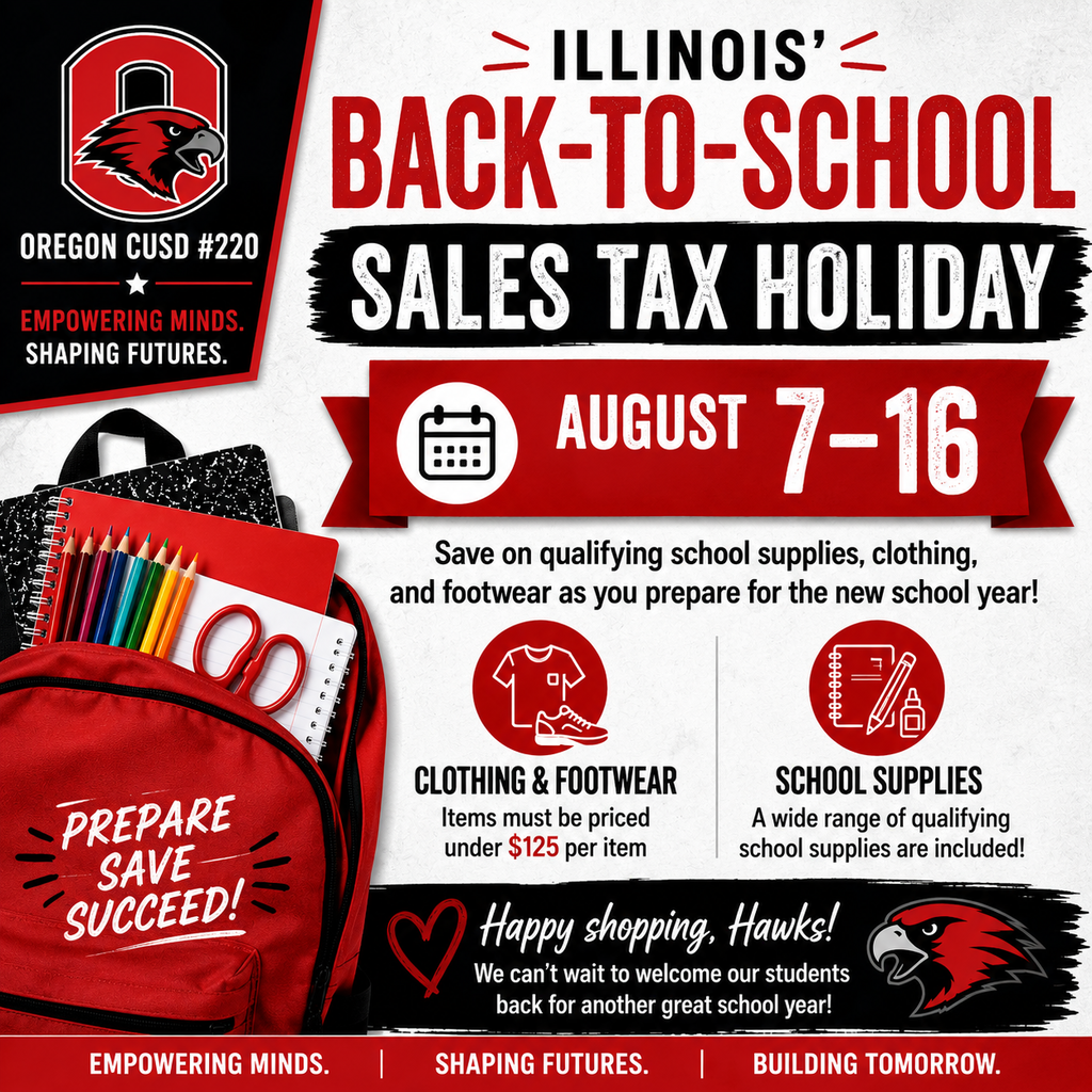 IL back to school sales tax holiday Aug 7-16