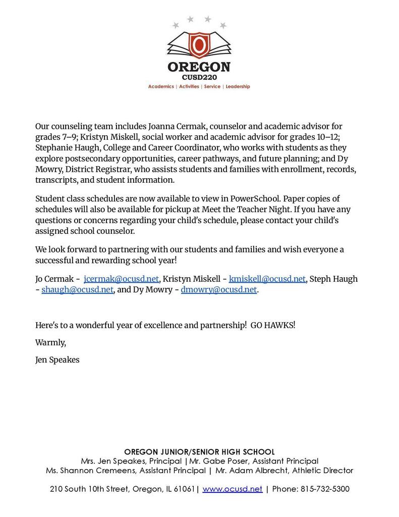Welcome Back Letter 3
