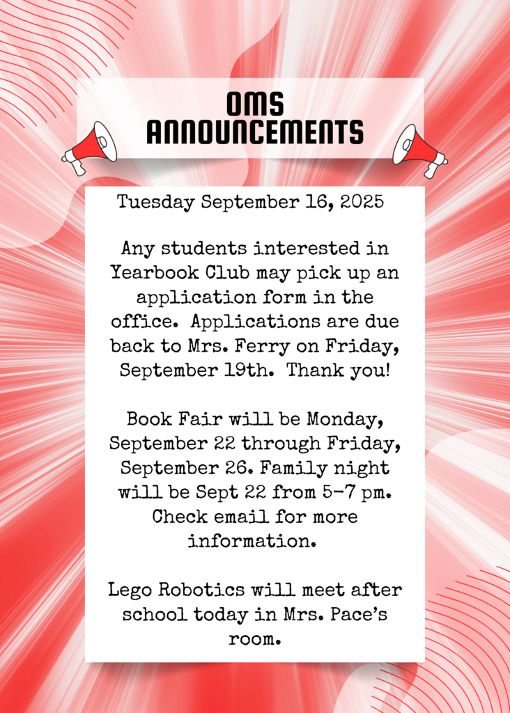 OMS Announcements 9/16/25