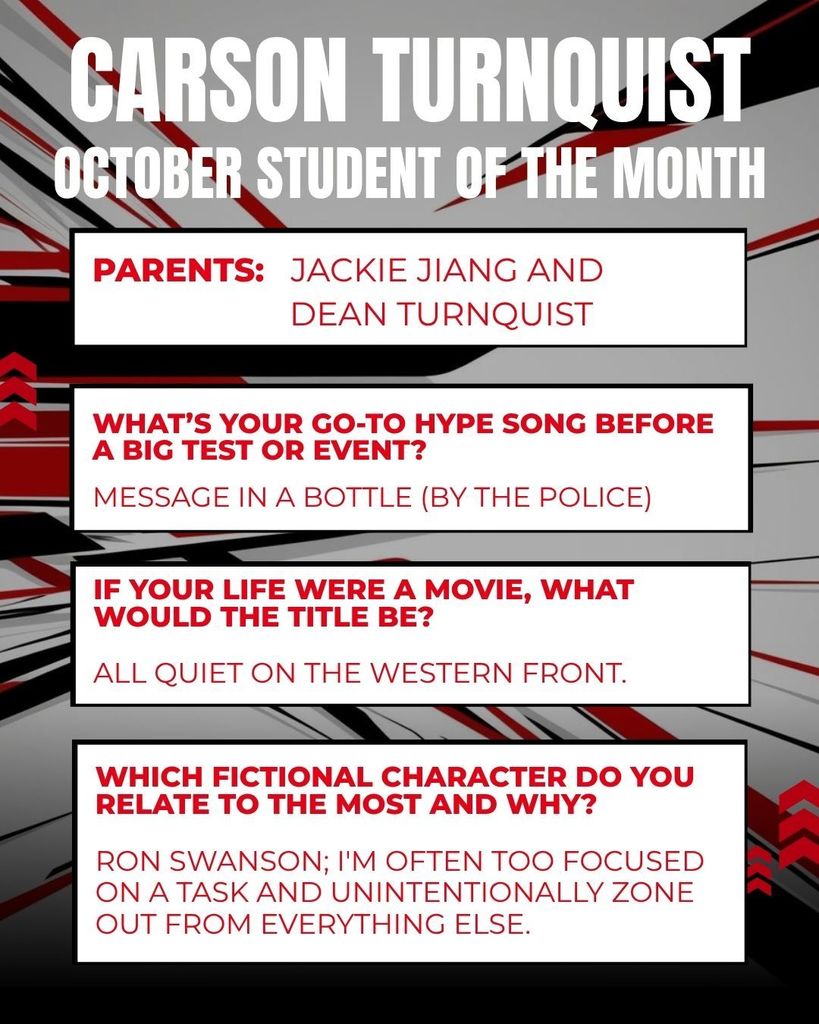 Carson Turnquiest - October Student of the Month