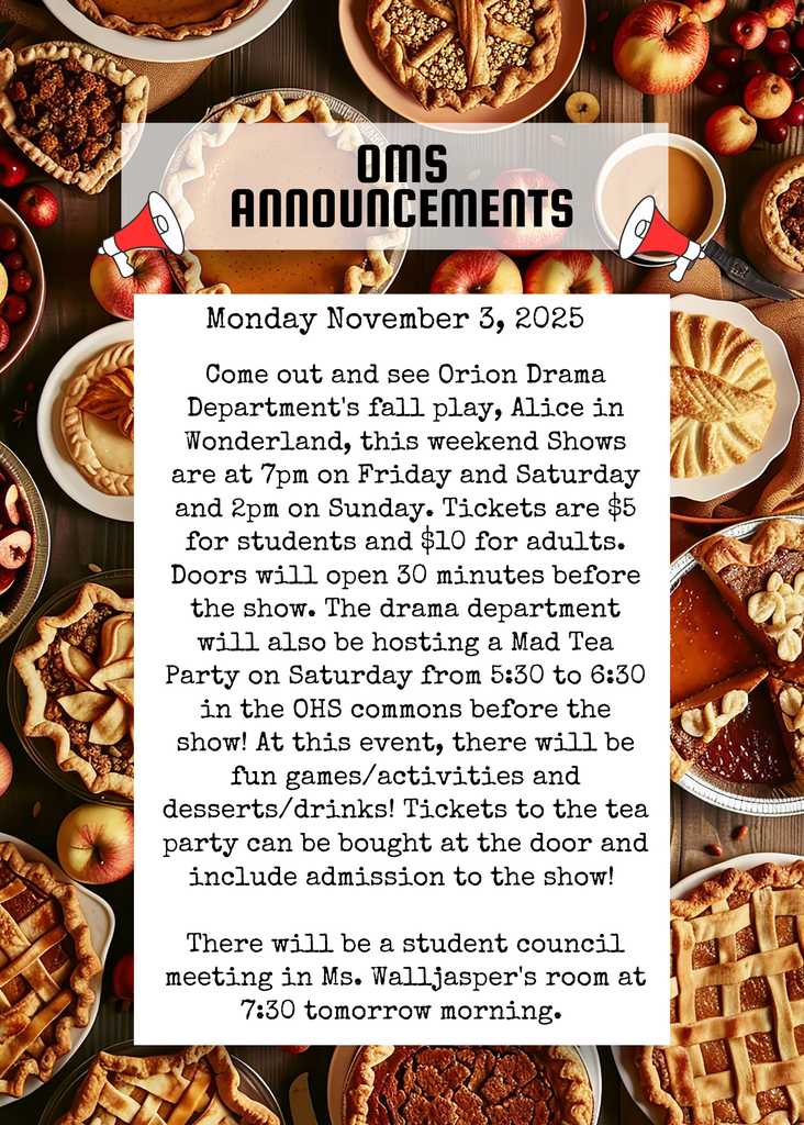 OMS Morning Announcements 11/3/25