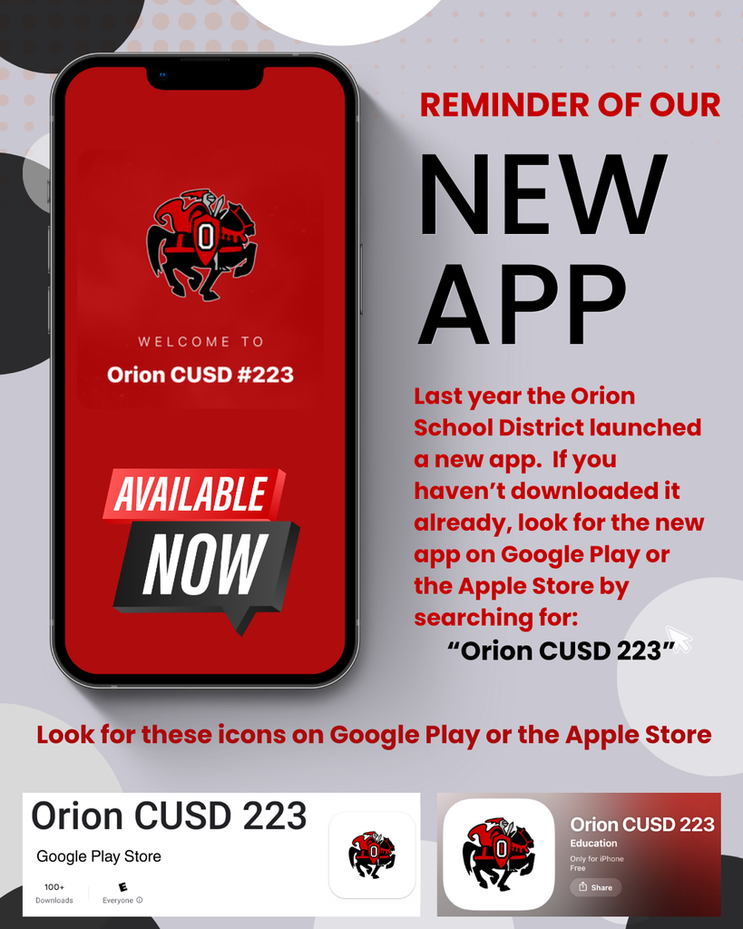 New app available via Google Play or the Apple Store