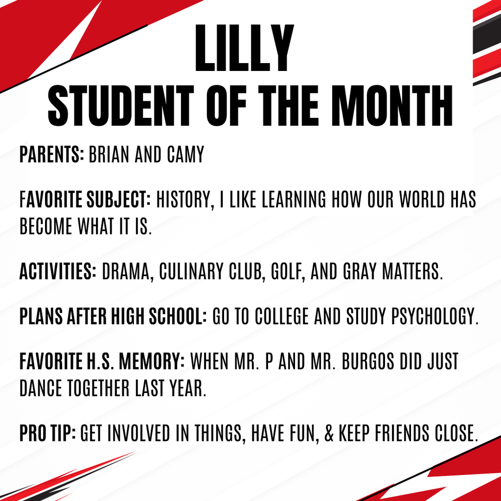 Student of the month info