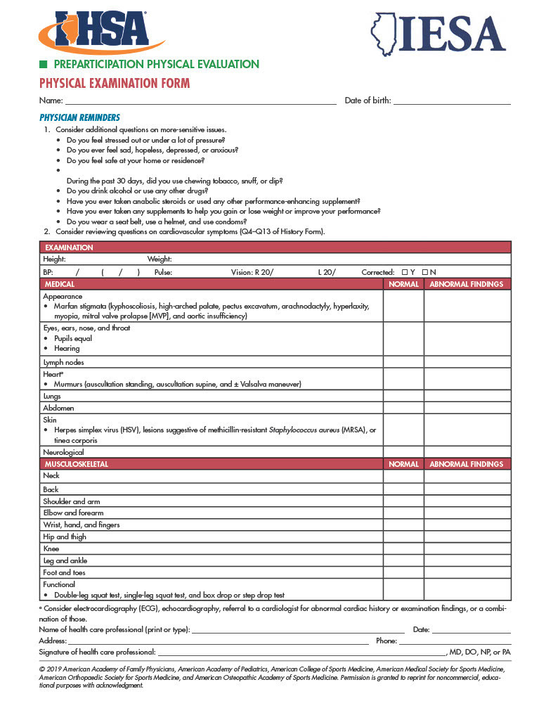Physical Examination Form