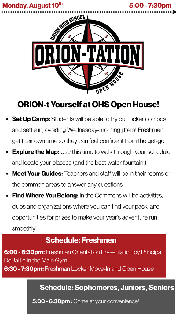 OHS Open House and Orion-tation