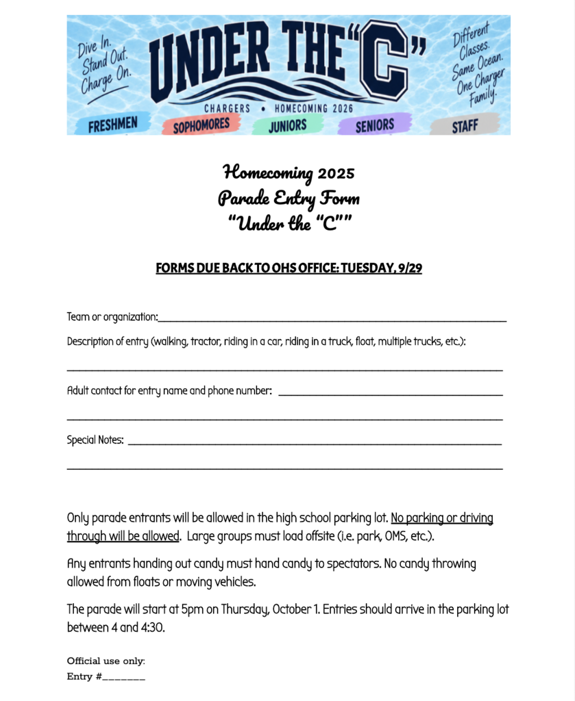 Parade entry form