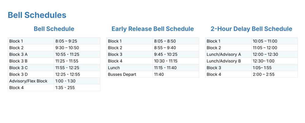 Bell schedules
