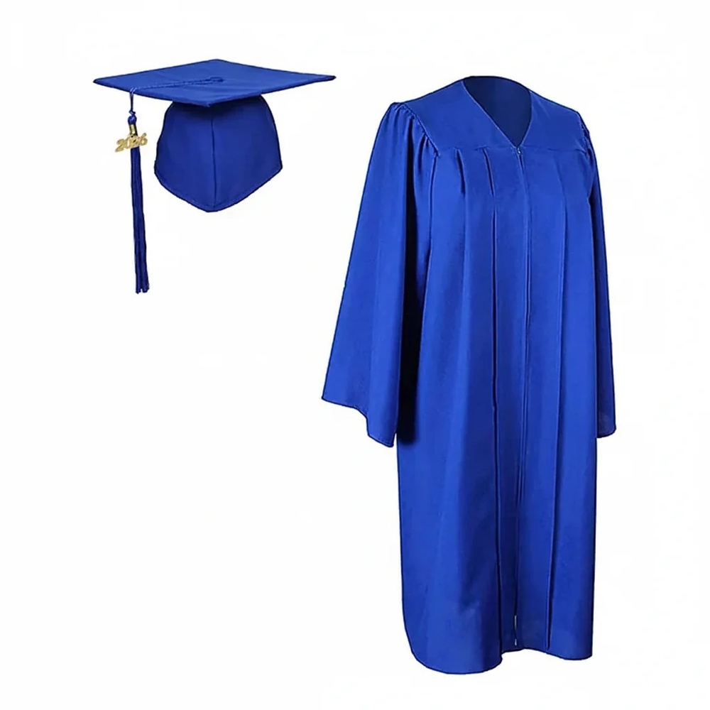Graduation Cap and Gown: Royal Blue