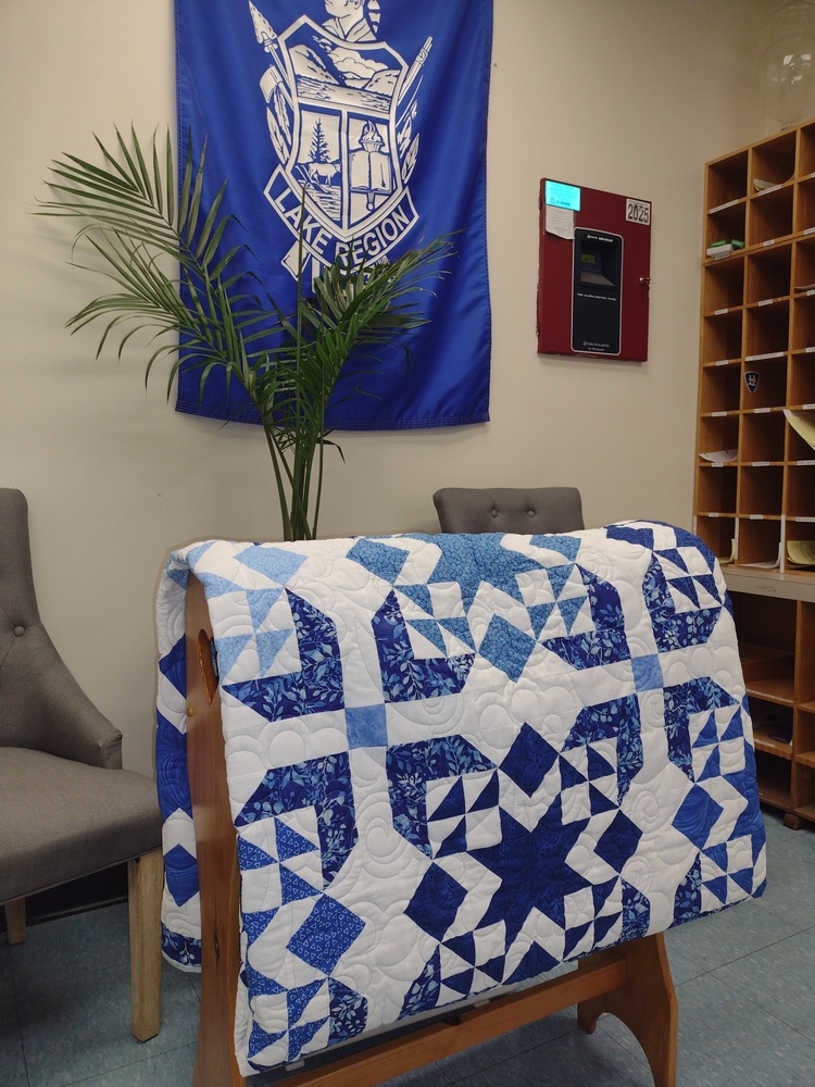 Win this Beautiful Quilt in Ranger Blue and White