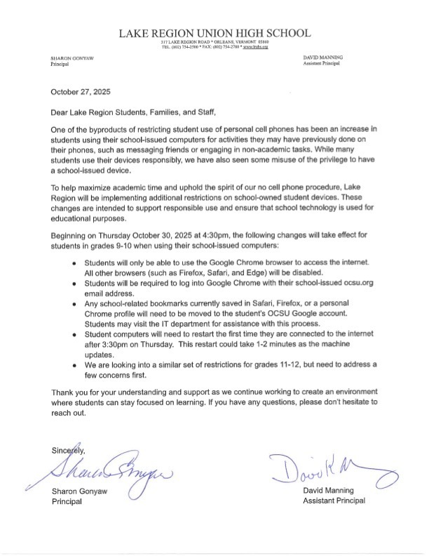 Document Outlining Changes to Computer Use Policy