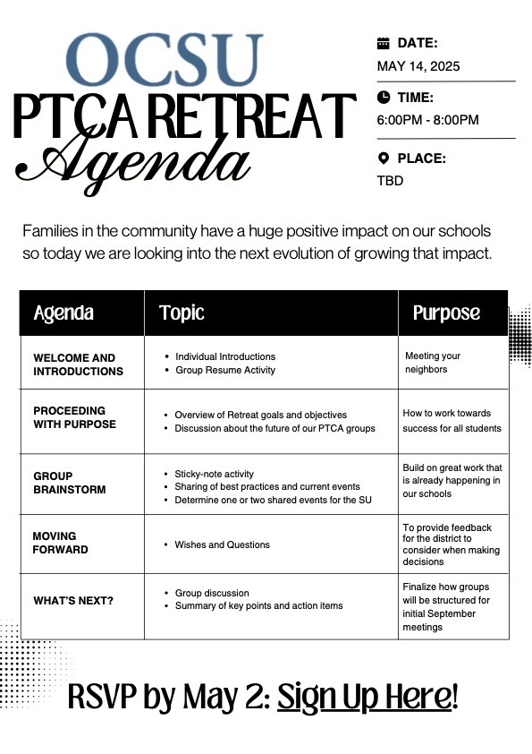 OCSU PTCA Retreat Agenda