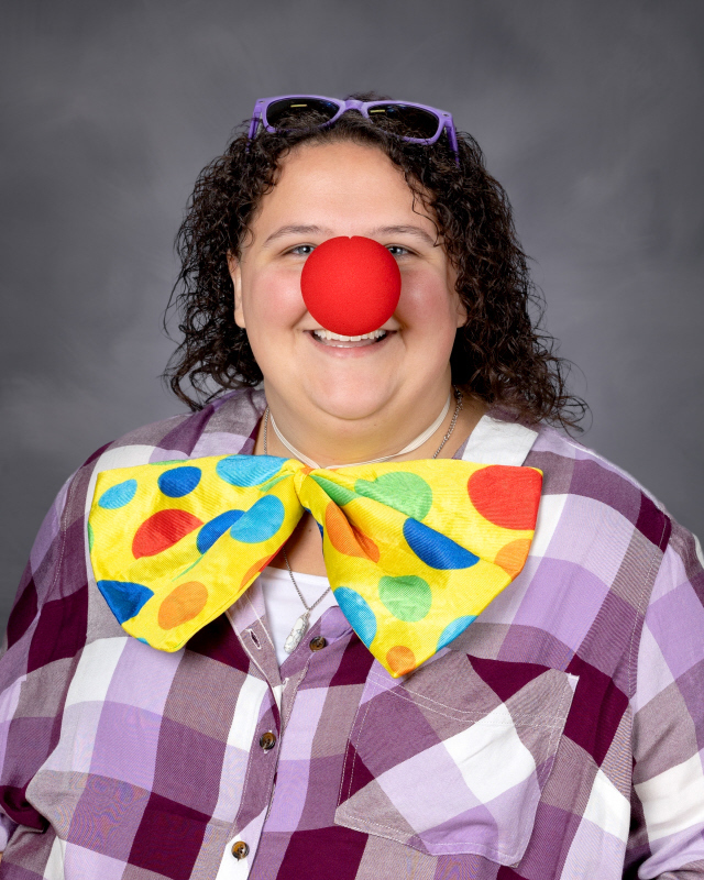 School photo in clown costume