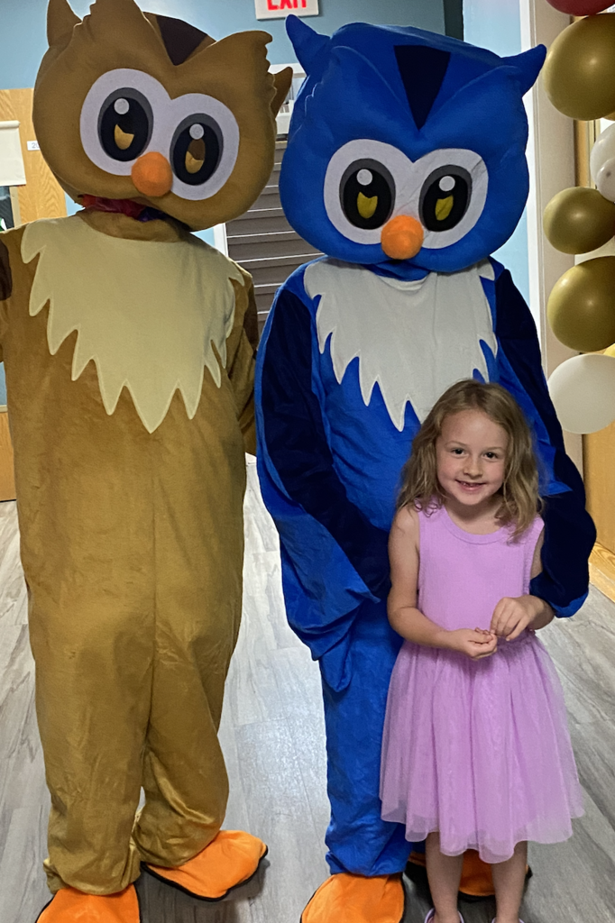 Students with the owls at Open House!