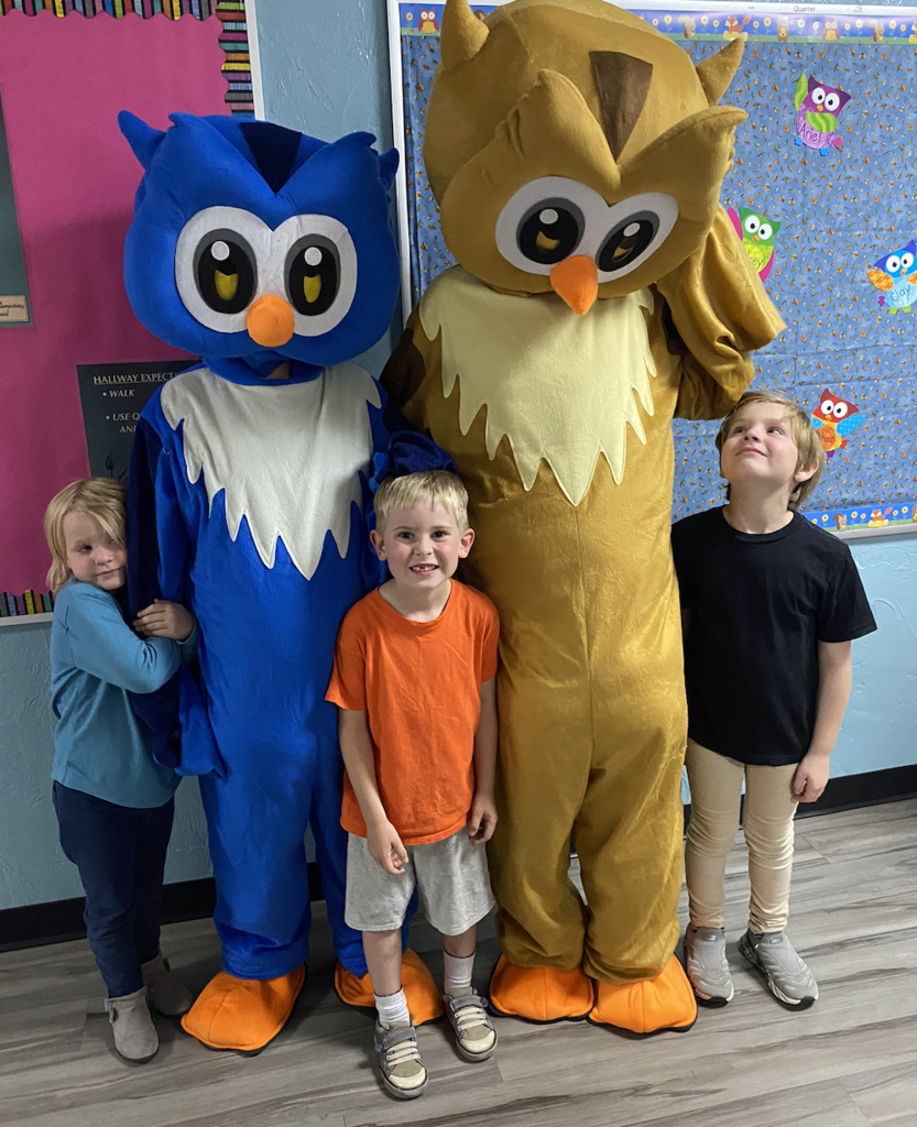 Students with the owls at Open House!