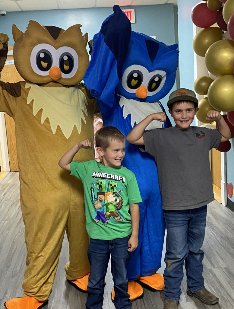 Students with the owls at Open House!