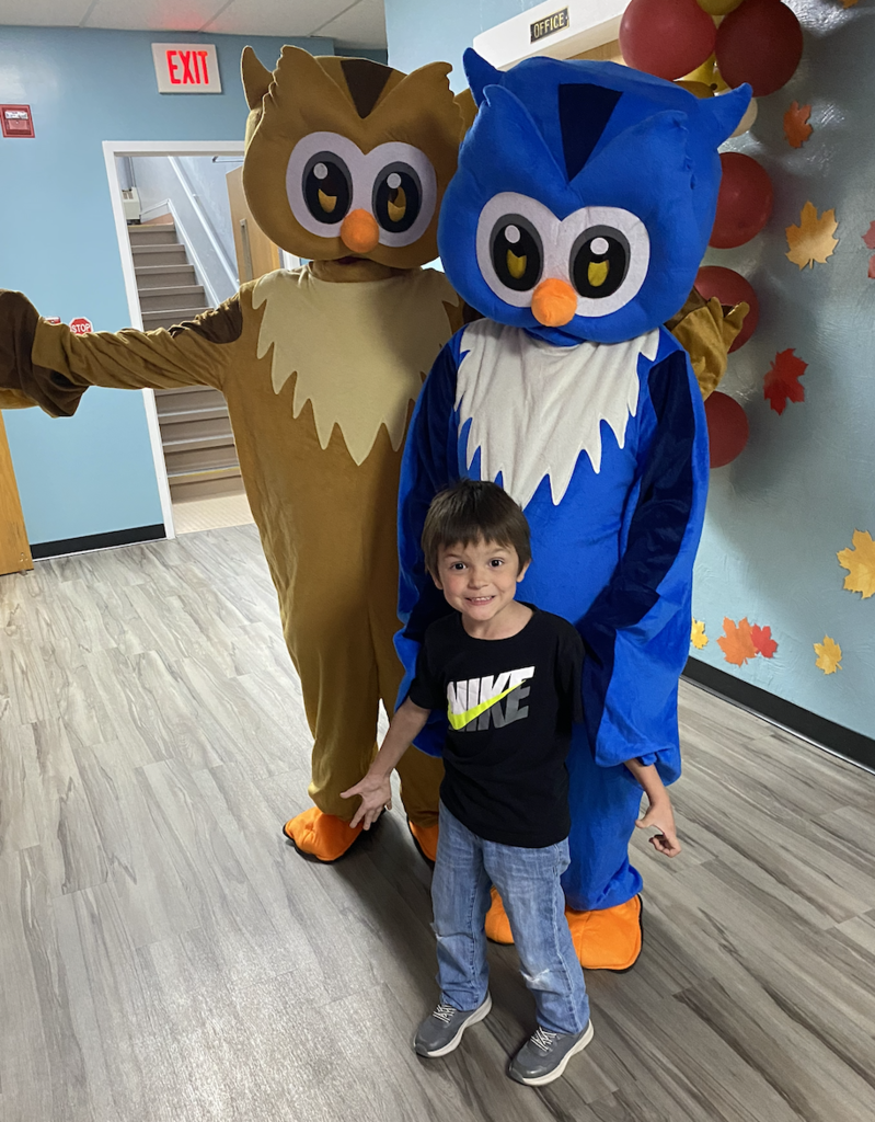 Students with the owls at Open House!