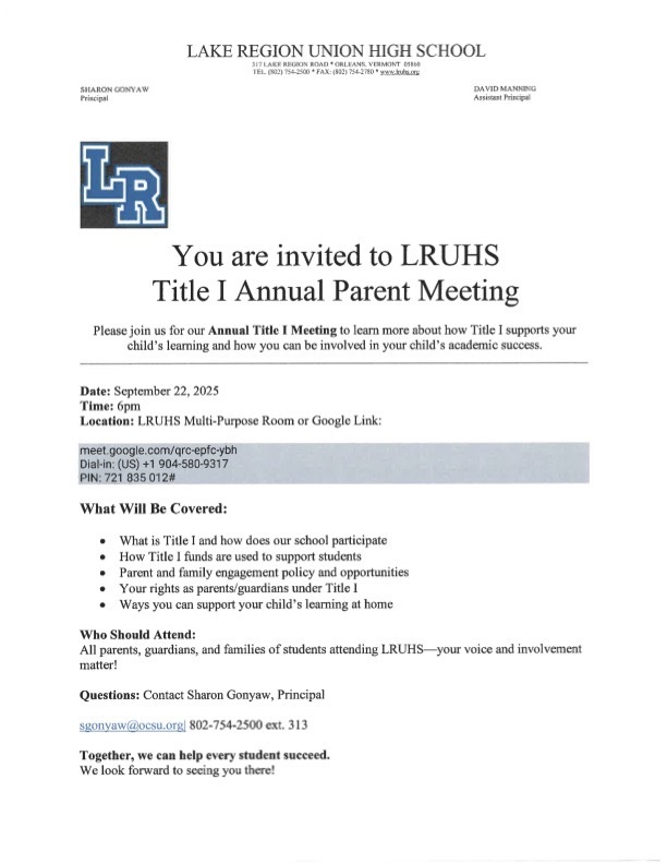 Title I Google Meet Link