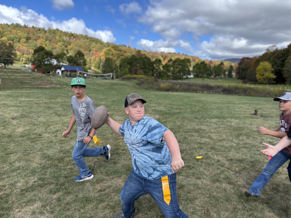 students playing flag football