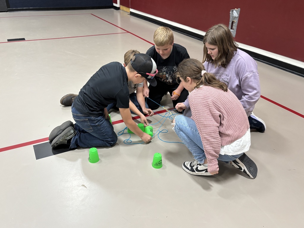 5th grade students working on the cup challenge
