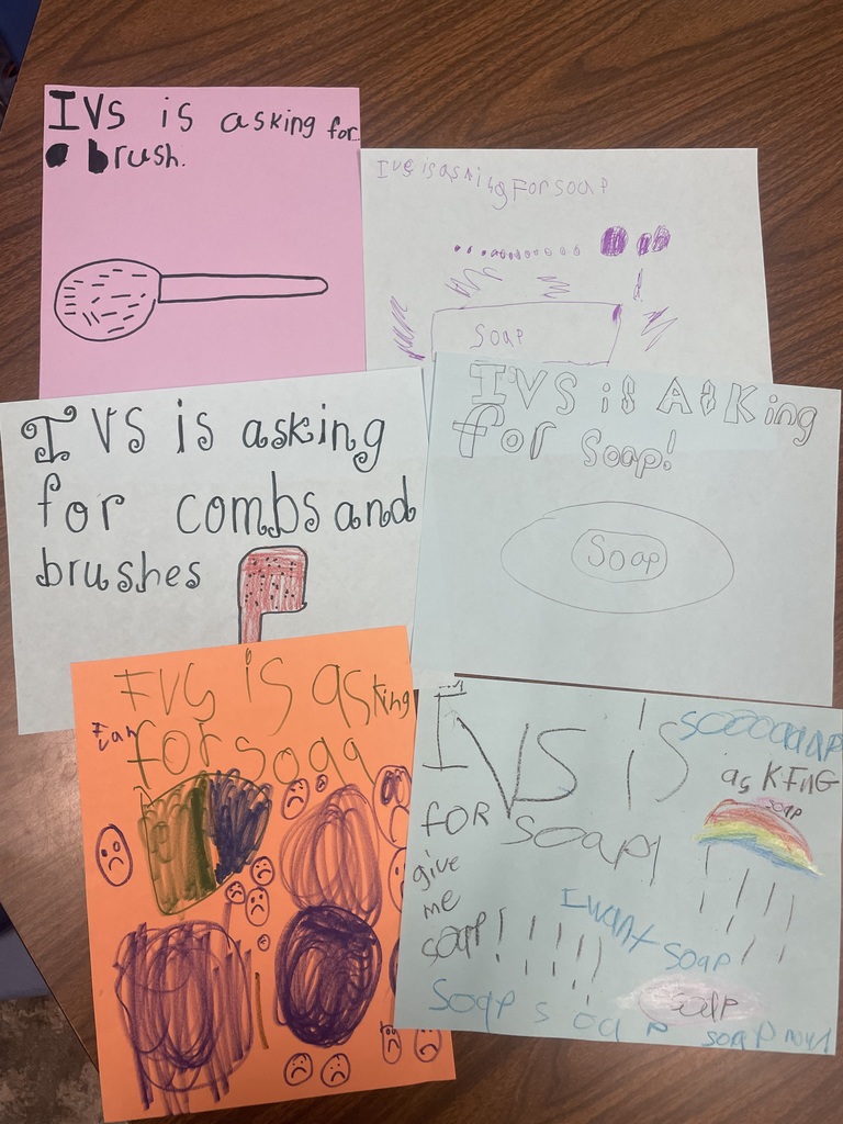 Student posters asking for donations to our schools hygiene cabinet 
