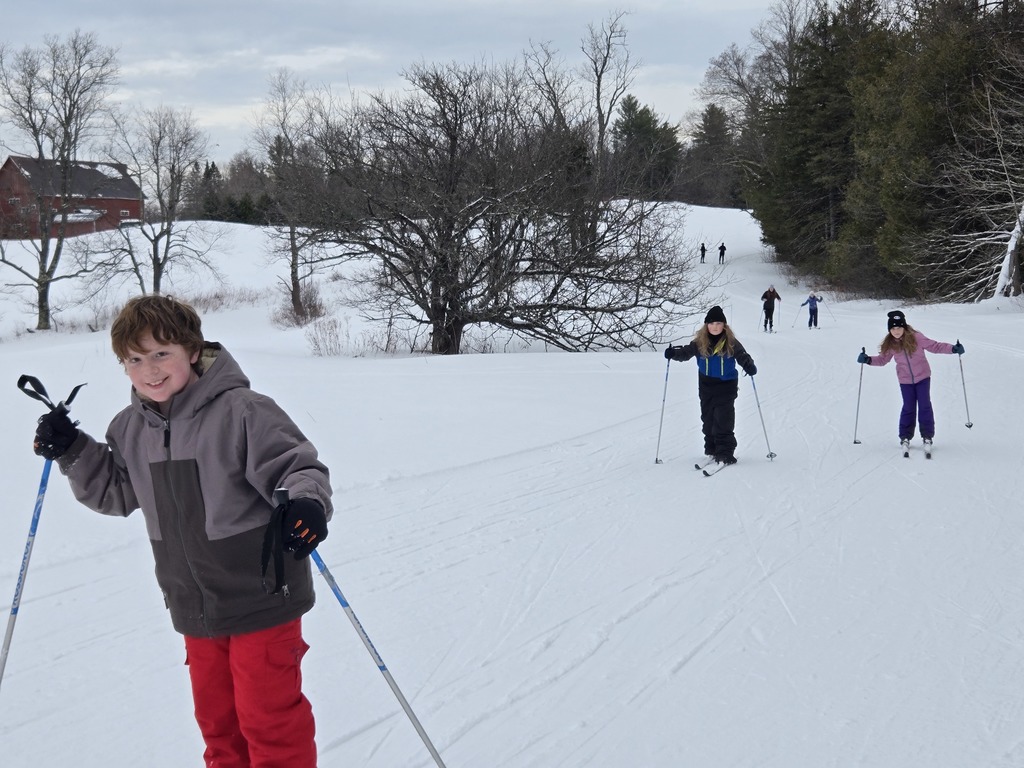 students cross country skiing 