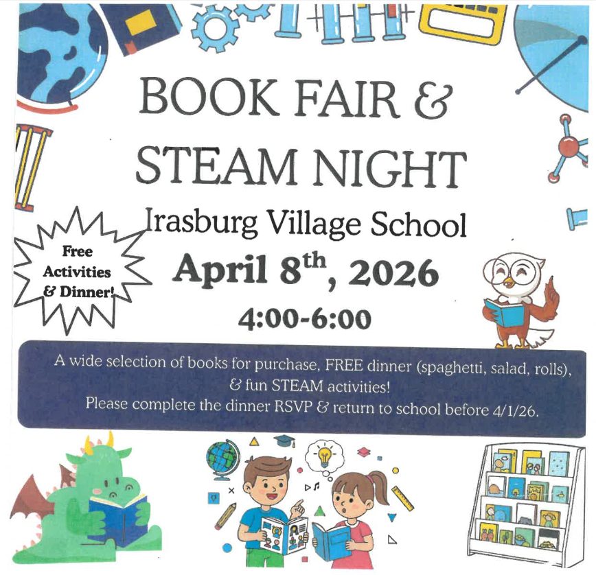 IVS Book Fair and STEAM Night Flyer