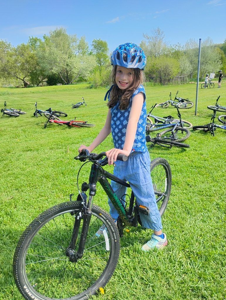 students biking