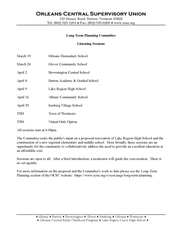 Listening Session Dates