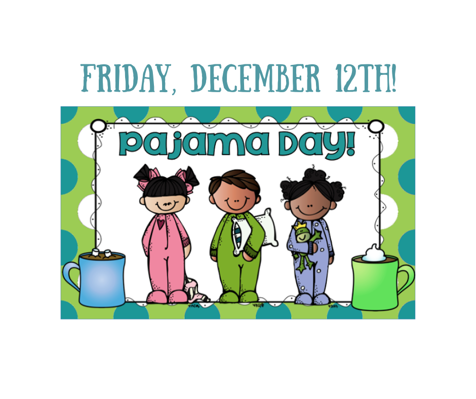 Friday, December 12th pajama day, clip art with children in pajamas