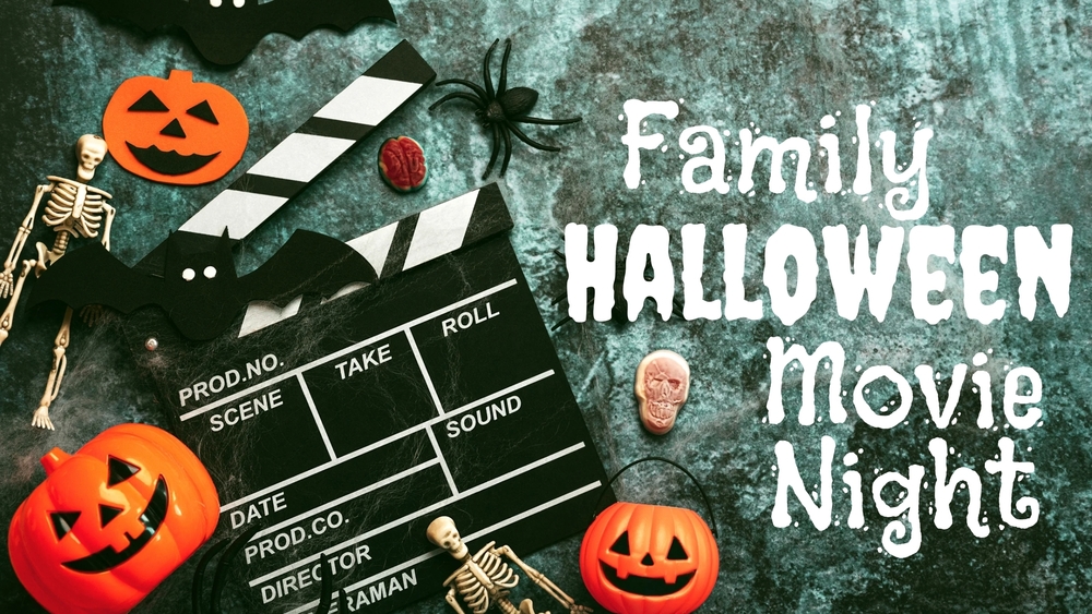 family halloween movie night clipart