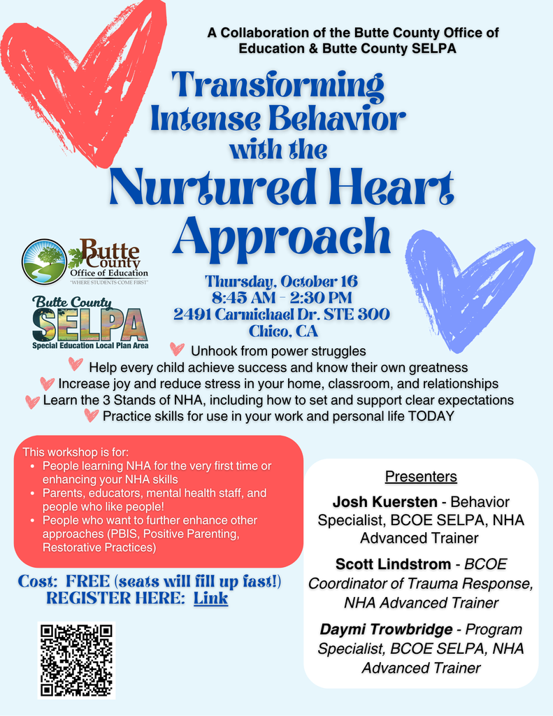 Flyer with hearts, Transforming intense behavior with the nurtured heart approach.