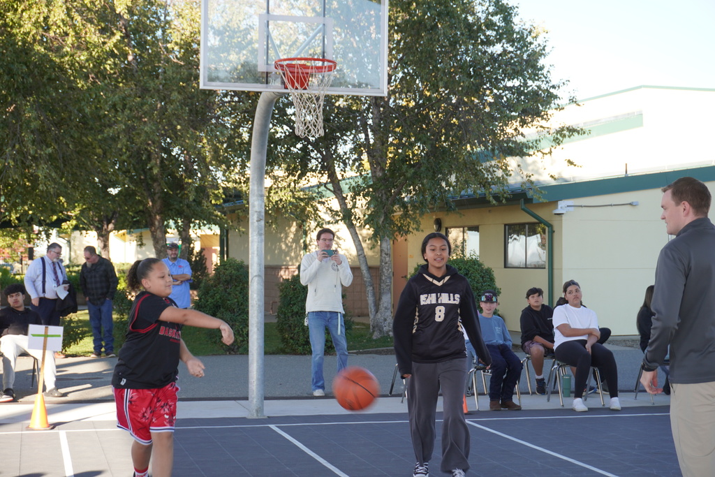 students shooting some baskets