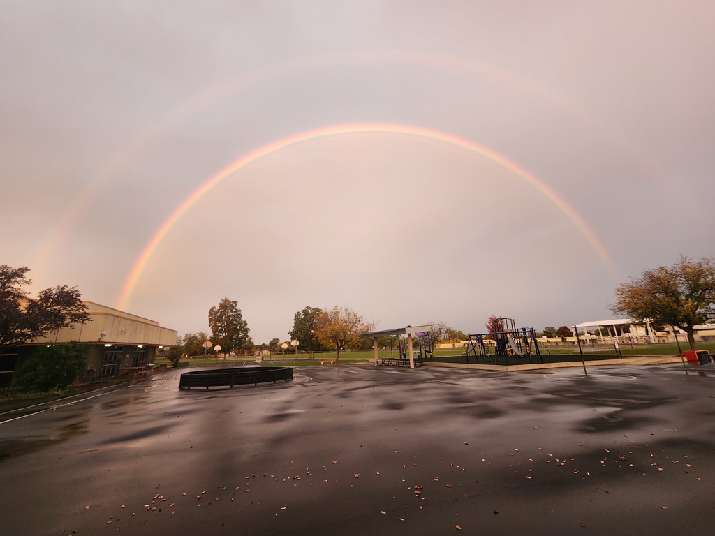 A double rainbow over the Wyandotte Academy playground