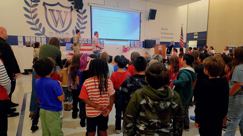 Students looking at the stage