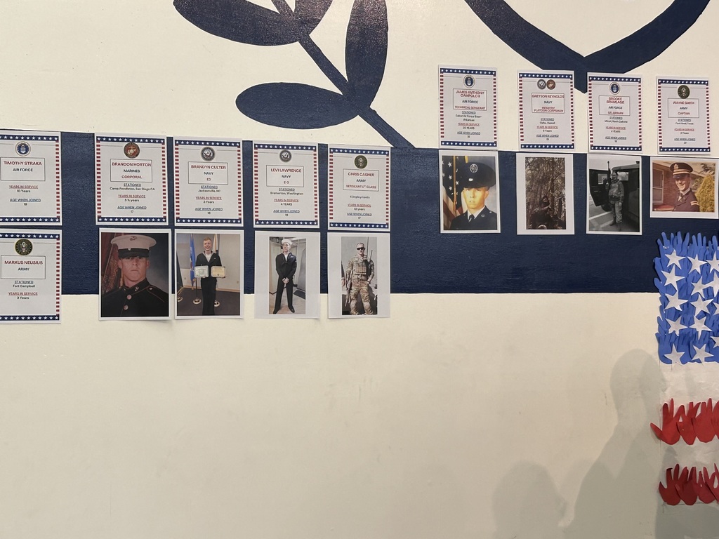 veteran wall with pictures of vetrans