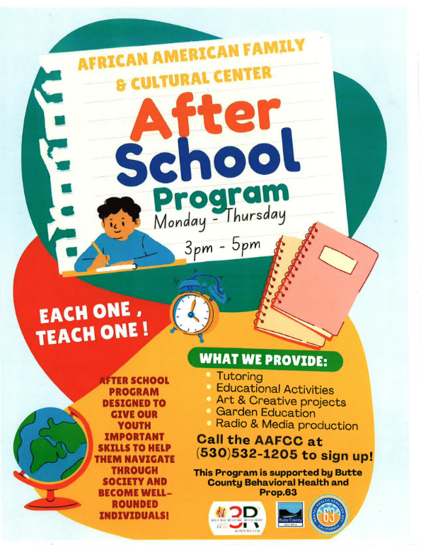 flyer with student writing on paper with journals and a globe