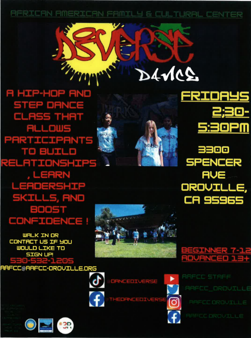 flyer with picture of 3 children in line to dance