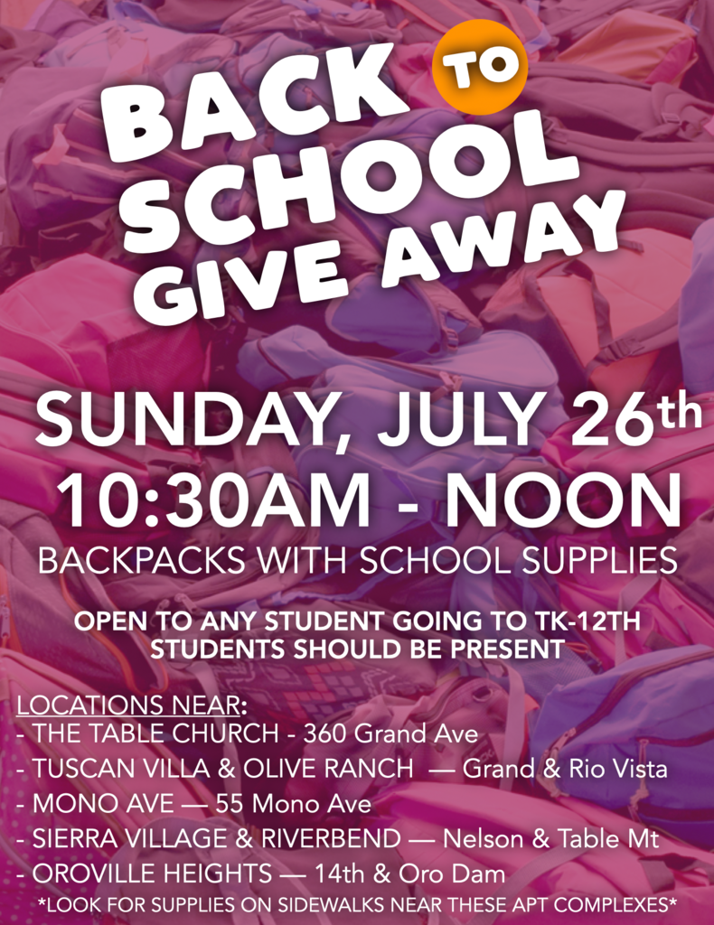 Event flyer for a back-to-school give away. It features text "Back to School Give Away" and event details.