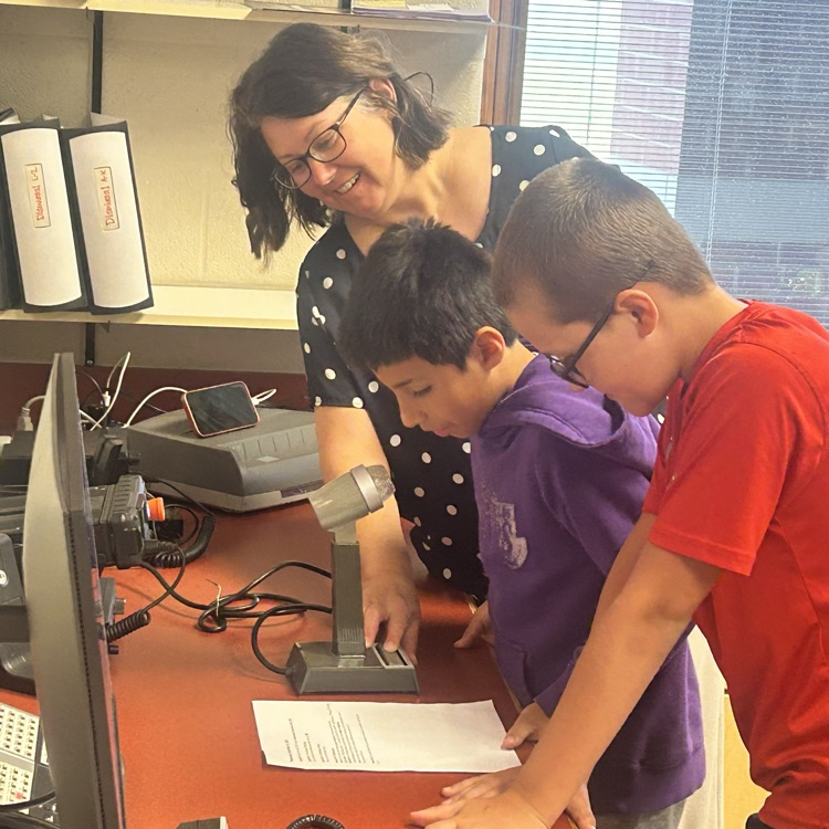 Checking out OES students doing morning announcements. 