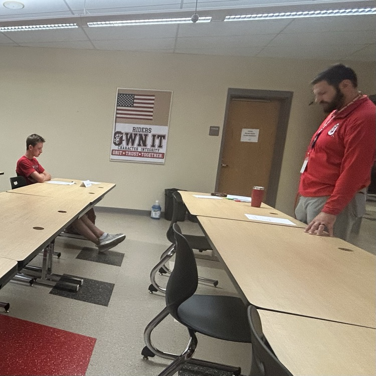 Mr. Spiker speaking with some of our student athlete leaders about character and leadership!