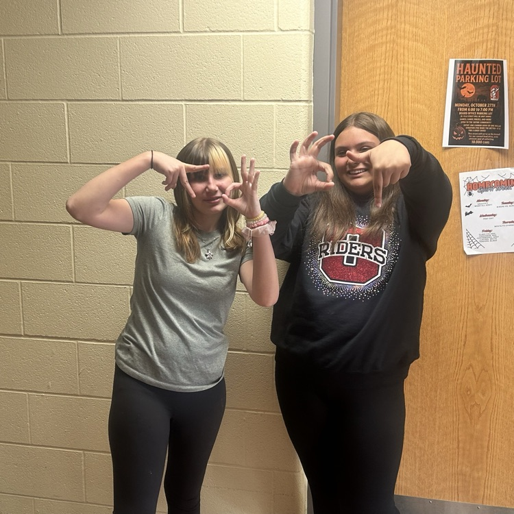 A fun photo with some of our Drama Club students grtting getting ready for practice! 