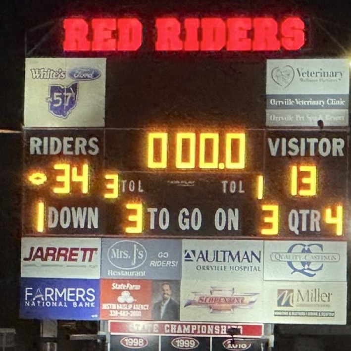 What’s great Community Night from Orrville!  We recognized our Mini Majorettes, Youth 📣, Youth Flag & Tackle 🏈 and our MS 🏈 programs!  Plus a Red Rider Win🎉!