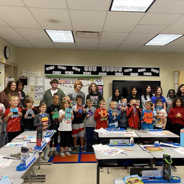 Here's a picture of the OES 2nd graders with the Felt Monsters we sewed in Family & Consumer Science class!