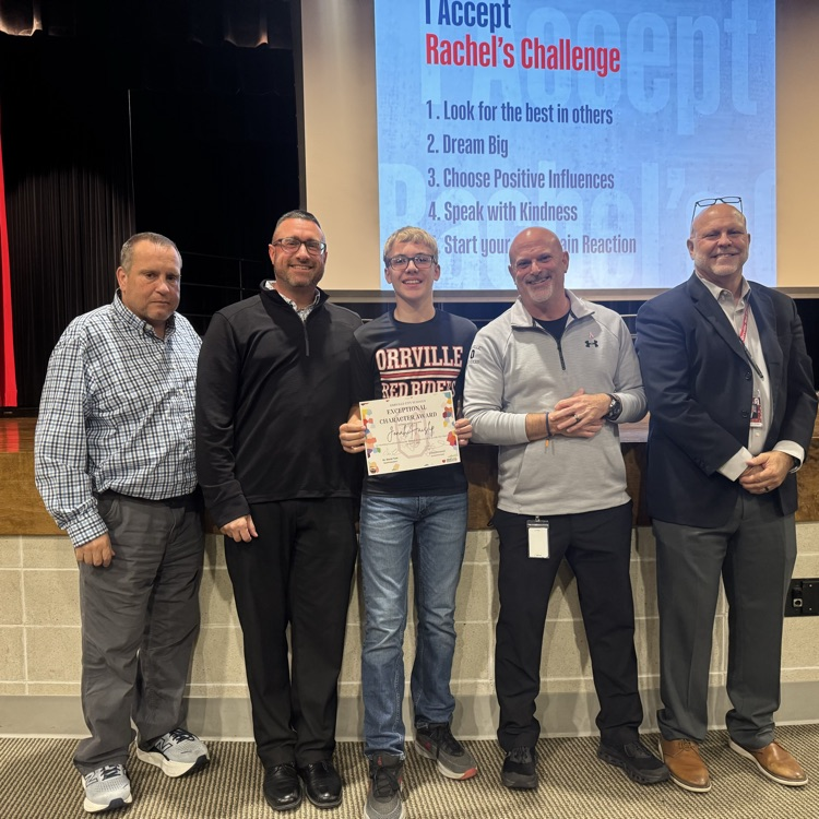 Recognizing our students for showing great character tonight at the Rachel’s Challenge Community Event. #redridernation #charactercounts