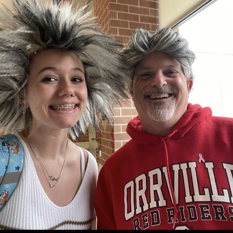 Nothing like me and Mr. Brenner with hair! Wig day at OHS!