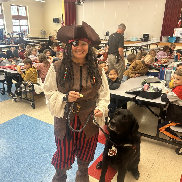 When Buster was visiting some students at OES, he ran into a pirate!