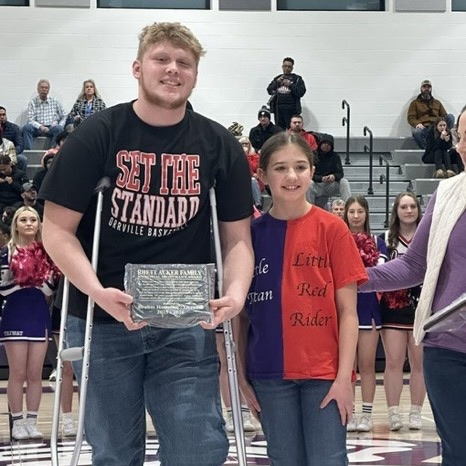 Prior to the Varsity Boys Bball contest @ Triway. Sr Brahm Hostetler was Orrville’s selected recipient of the Rhett Clifford Aker Award! A great recognition of his leadership and sportsmanship! Congratulations Brahm!
