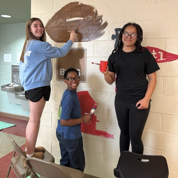 OMS Kindness Club spreading some good vibes around the school! #redridernation