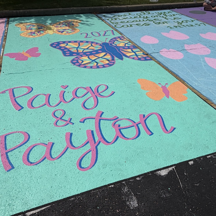 Checking out some great parking lot art courtesy of the class of 27!
